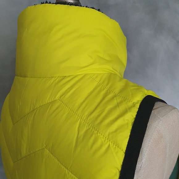 Calvin Klein Performance Neon Yellow & Blk Fleece Lined Mock Neck Puffer Vest XS - Picture 8 of 16